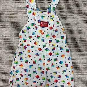 Vintage 90’s Oshkosh Rare Shortalls Geometric Shapes Kids 3T Overalls